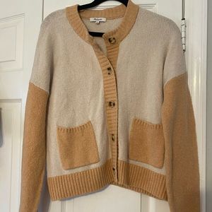 Size S - Madewell Cropped Tan Cream Button Up Sweater